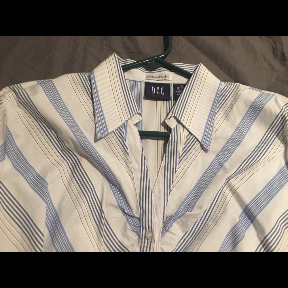 DCC White with Blue Striped Blouse - Picture 5 of 5